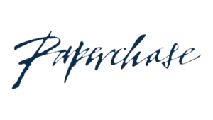 PaperChase logo in navy blue cursive script