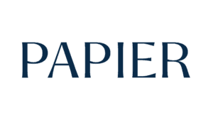 Papier logo in navy blue sans-serif