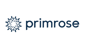 Primrose logo with radiating sunburst icon and navy text