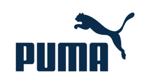 Puma logo featuring navy blue leaping puma and bold lettering
