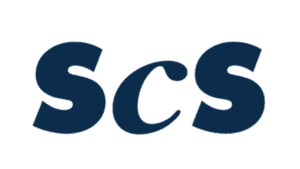 SCS agency logo in navy blue