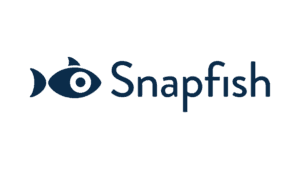Snapfish logo with stylized fish icon design in navy blue