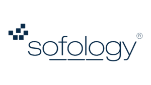 Sofology logo with navy geometric icon and registered trademark symbol