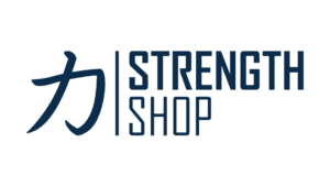 Strength Shop logo featuring kanji strength symbol and wordmark