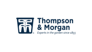 Thompson & Morgan gardening logo with navy shield featuring botanical design and Experts in the garden since 1855