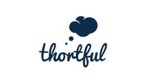 Thortful logo featuring cloud icon and cursive wordmark