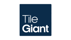 Tile Giant retail logo with white text on navy blue rounded background
