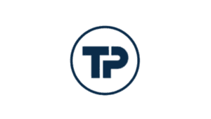 Travis Perkins logo with TP monogram in circular dark blue design