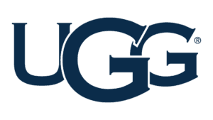 UGG brand logo in dark navy blue with registered trademark symbol