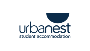 Urbanest student accommodation logo with crescent shape.