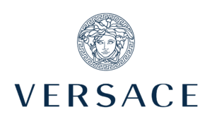 Versace brand logo featuring Medusa head in ornamental circle with Greek key design