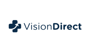 Vision Direct logo with dark blue medical cross and upward arrow