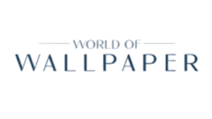 World of Wallpaper logo with navy serif typography and decorative horizontal lines
