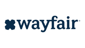 Wayfair brand logo with navy geometric X symbol and wordmark