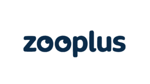 Zooplus logo in dark blue letters on a white background.