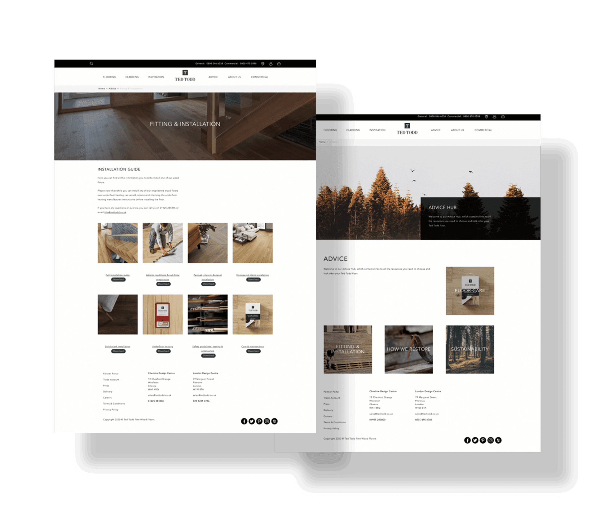 Website layout showing fitting and installation content for search marketing agency.