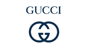 GUCCI logo with double G emblem, relevant to luxury branding in search marketing strategies.