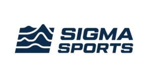 Sigma Sports logo with wave design and navy lettering