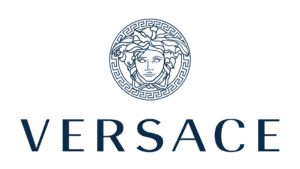 Versace brand logo featuring Medusa head in ornamental circle with Greek key design