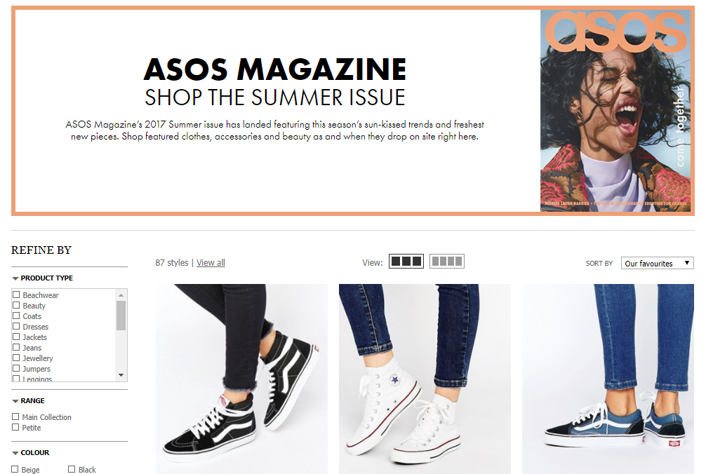 Shop ASOS Magazine section