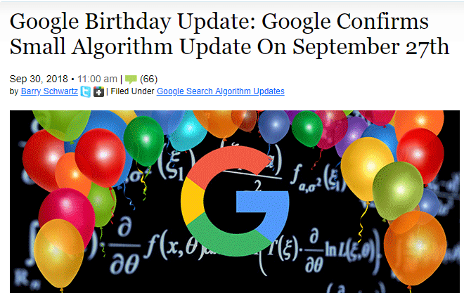 Google birthday update headline in search engine land