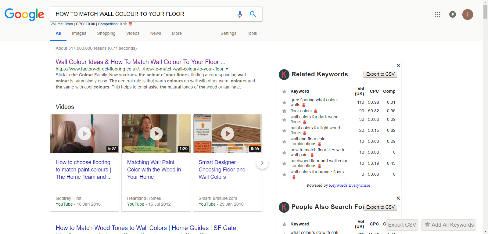 Google SERPS for flooring question