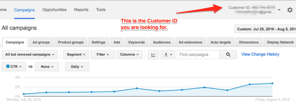 How to find your adwords customer ID