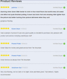 Screen Shot of Tile Mountains Product Review Section