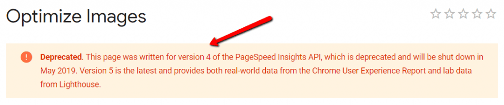 Google Pagespeed insights optimise images screen shot
