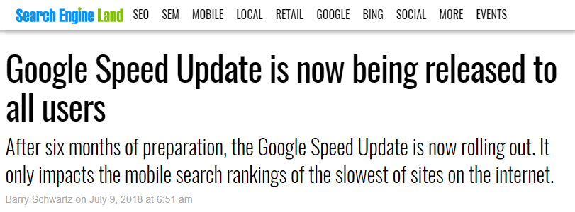 Pagespeed announcement from search engine land