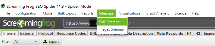 sitemaps in screaming frog