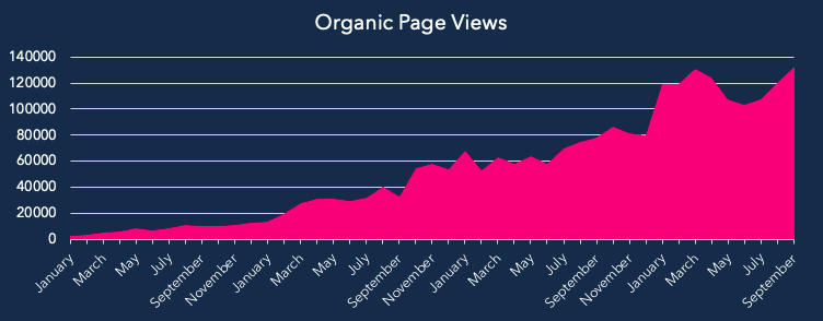 organic traffic graph for ecommerce blog