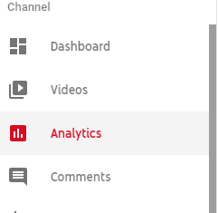YouTube Analytics navigation screenshot